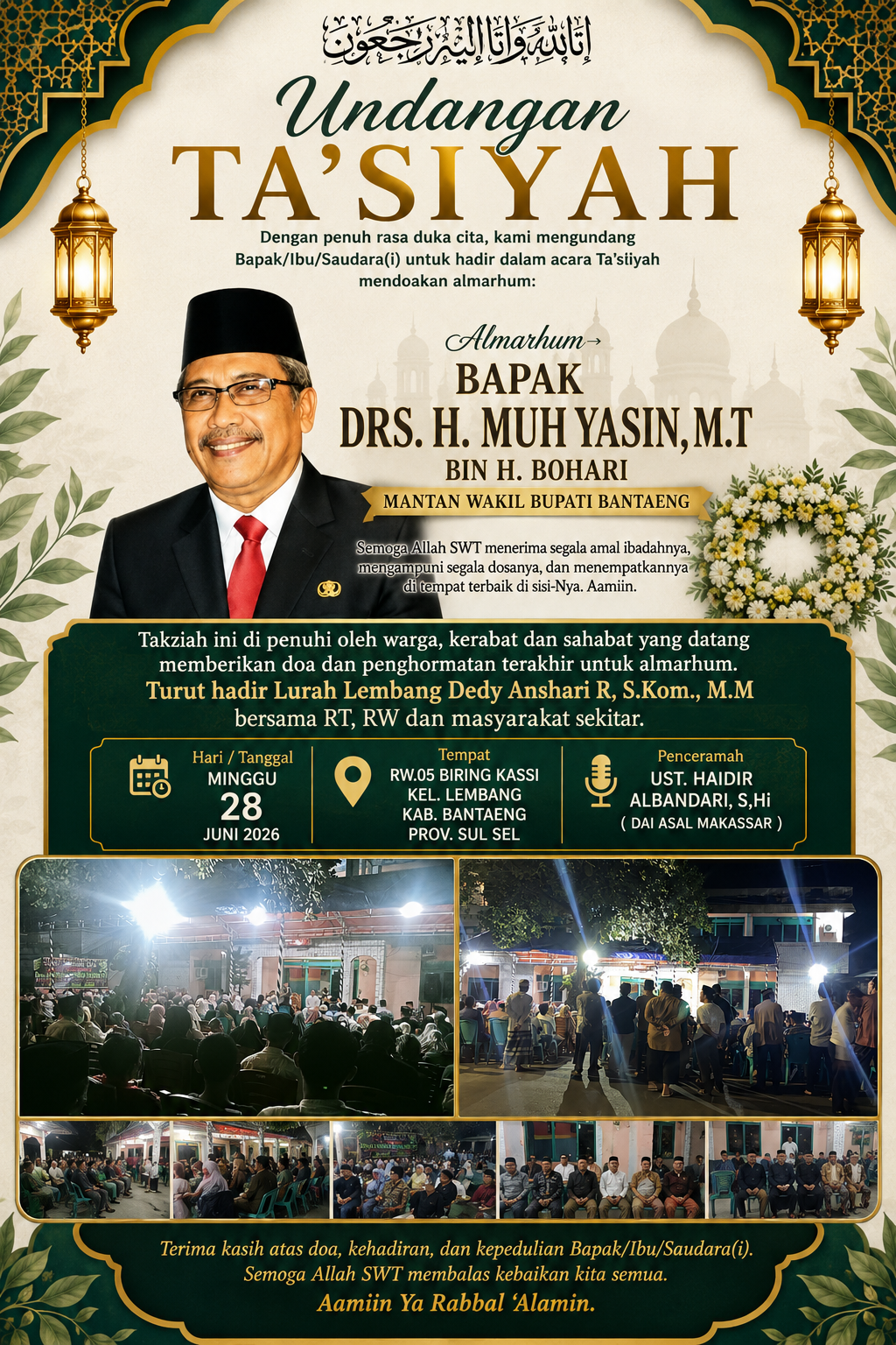 Lautan Pelayat Padati Rumah Duka! Malam Takziah Mantan Wakil Bupati Bantaeng Berlangsung Khidmat di Biring Kassi